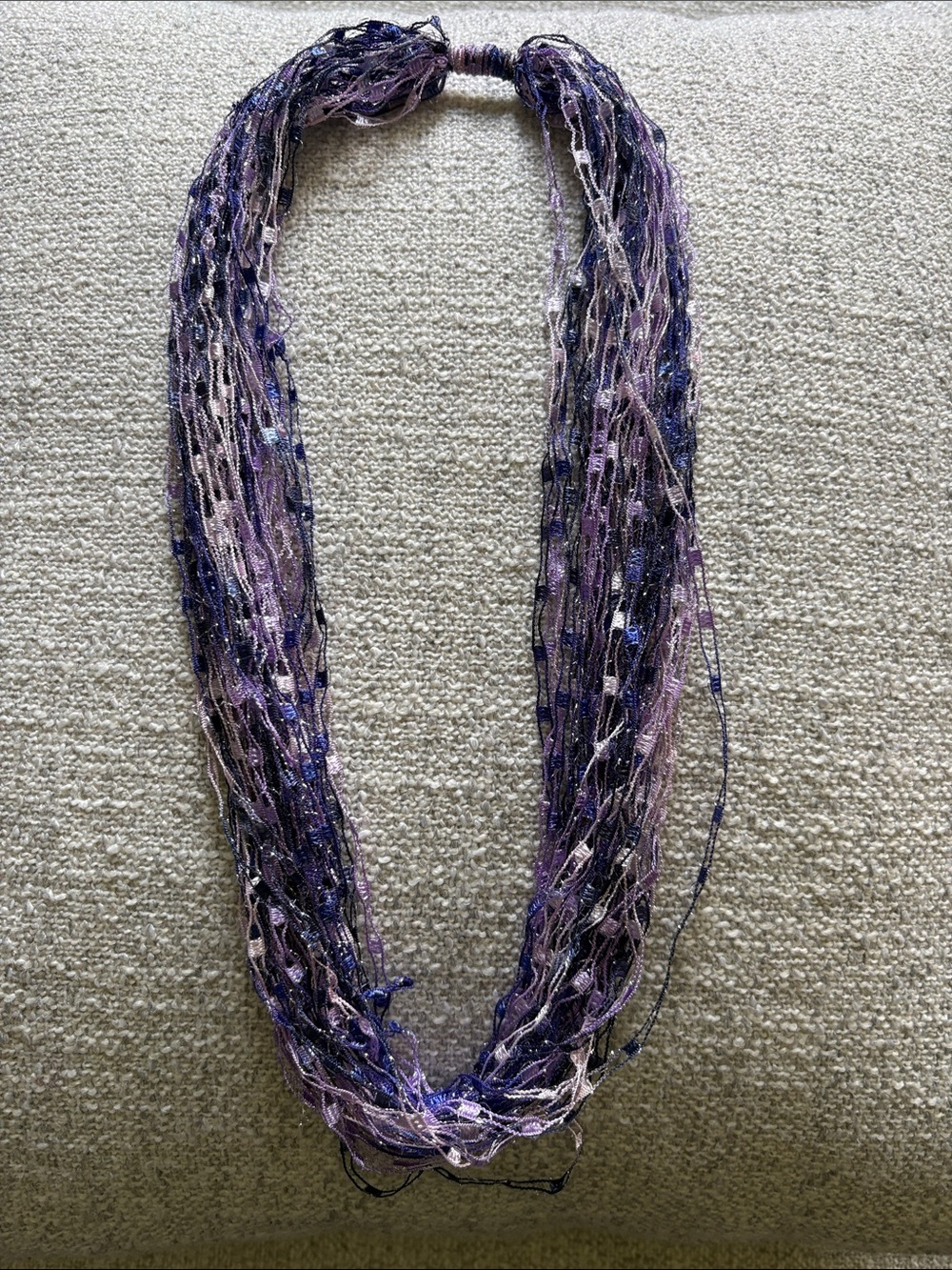 Multi-Strand Purple Pink Confetti‎ Ladder Yarn Layered Statement Necklace